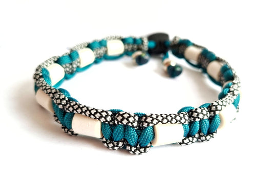 EM Keramik Schmuckband / Teal und Silver Diamond