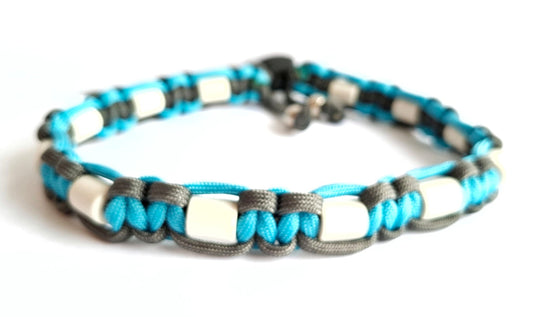 EM Keramik Schmuckband / Neon Türkis und Grau