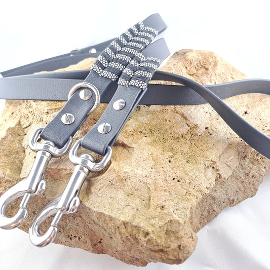 Biothaneleine aus unserer Glamour Edition / Schwarz und Silver Diamond
